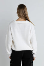 Load image into Gallery viewer, Rhythm Muse V-Neck Collared Jumper - White
