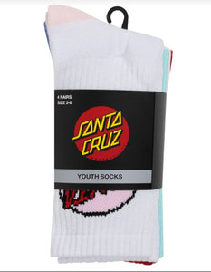 Santa Cruz Other Dot Crew Socks 4Pk - White/Light:Green/Rose