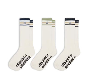 S Double Stripe S-Dot Sock (3Pk) - Navy/Black/Sage