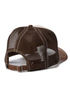 S Double Mid-Block Curved Peak Trucker - Natural