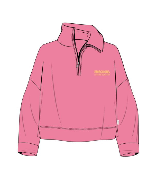 Rip Curl Surf Puff 1/4 Zip Fleece - Pink/Orange