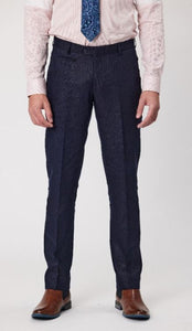 Savile Row Jesse Pure Linen Trousers - Navy