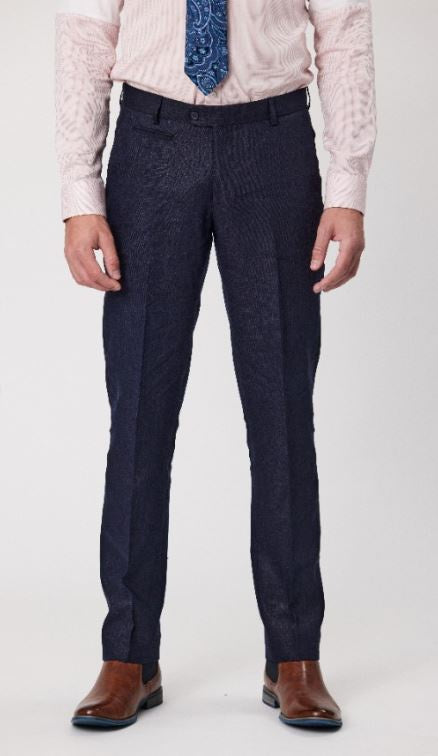 Savile Row Jesse Pure Linen Trousers - Navy