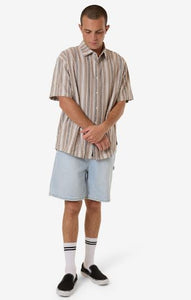 Thrills Unlocked Stripe Short Sleeve Shirt - Breen