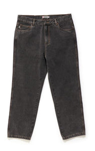 S Double Emb Denim Standard Jean - Faded Black