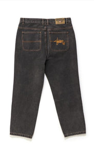 S Double Emb Denim Standard Jean - Faded Black
