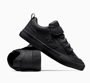 Converse Pro Blaze Strap Leather Junior Low Shoe - Black/Black/Black