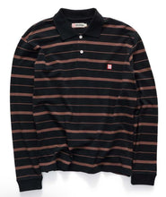 Load image into Gallery viewer, S Double Stripe LS Polo - Brown/Black
