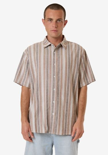 Thrills Unlocked Stripe Short Sleeve Shirt - Breen