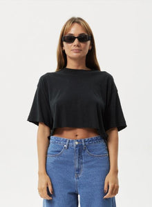 Afends Slay Cropped Oversized Hemp Tee - Black