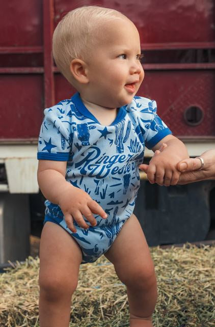 Ringers Western Boot Scootin Babies SS Romper - Dusk