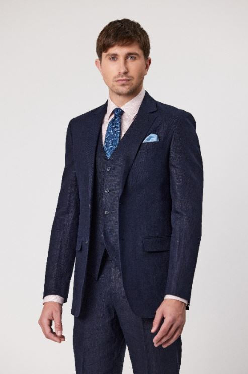 Savile Row Abram Pure Linen Jacket - Navy