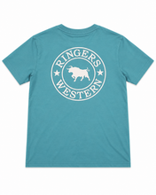 Load image into Gallery viewer, Ringers Western Signature Bull Youth Classic Fit T-Shirt - Teal/White
