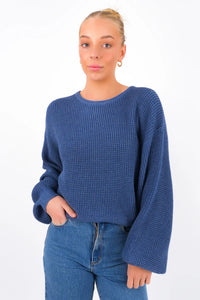 Rhythm Classic Knit Jumper - Steel Blue