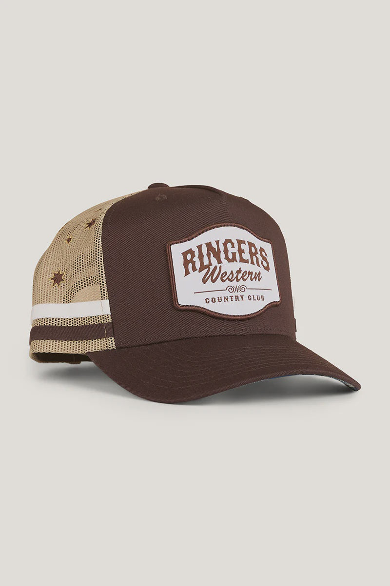 Ringers Western Country Club Deep Fit Trucker Cap - Saddle Brown