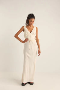 Rhythm Bias Cut Maxi Skirt - Cream