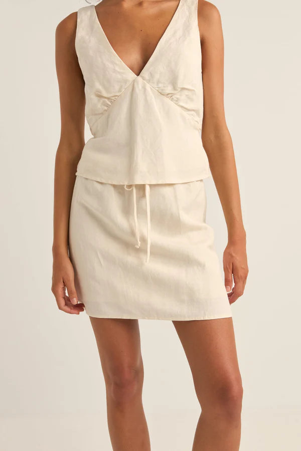 Rhythm Lenny Drawcord Skirt - Cream