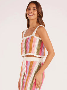 MINKPINK Lito Stripe Crochet Top - Multi Stripe