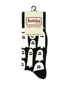 Foot-ies Friendly Ghost Organic Cotton Sock - Blk