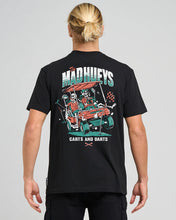 Load image into Gallery viewer, The Mad Hueys Carts &amp; Darts S/S Tee - Black
