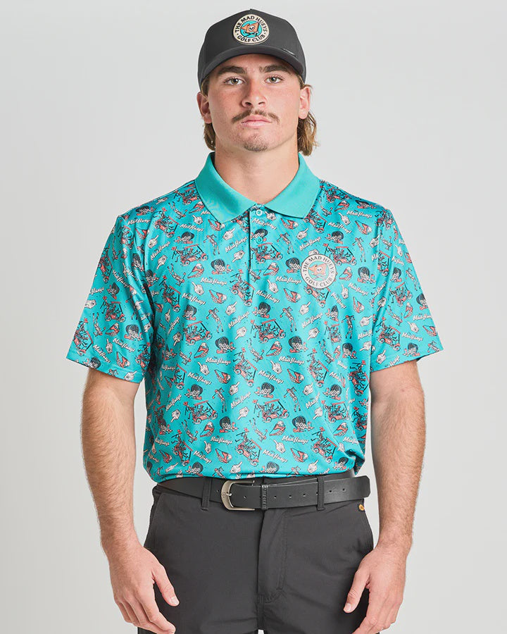 The Mad Hueys Hueys Golf SS Polo - Teal