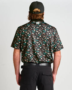 The Mad Hueys Hueys Golf SS Polo - Black