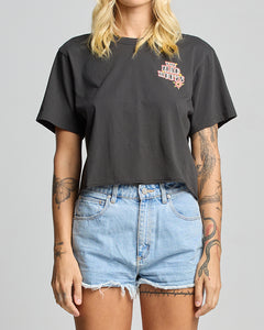 The Mad Hueys Skull Tattoo Crop Tee - Vintage Black