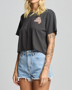The Mad Hueys Skull Tattoo Crop Tee - Vintage Black