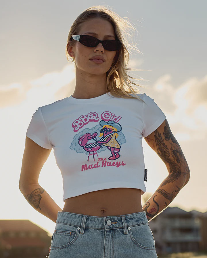The Mad Hueys BBQ Girl Baby Tee - White
