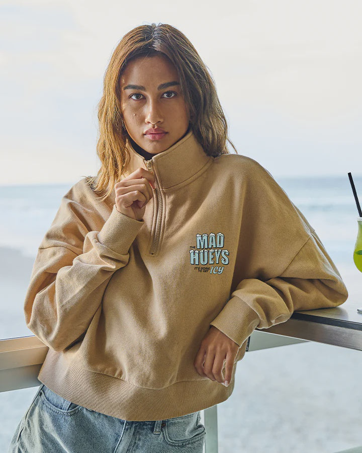 The Mad Hueys Icy Hueys Quarter Zip - Latte