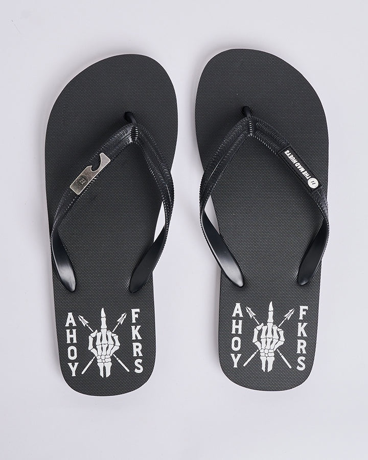 The Mad Hueys Ahoy Fkers Storm Bottle Opener Thongs - Black