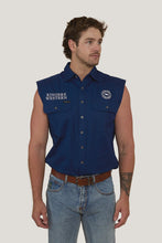 Load image into Gallery viewer, Ringers Western Hawkeye Flag Mens Sleeveless Work Shirt - Navy
