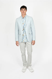 James Harper Peak Lapel Check Blazer - Sky