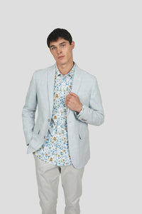 James Harper Peak Lapel Check Blazer - Sky