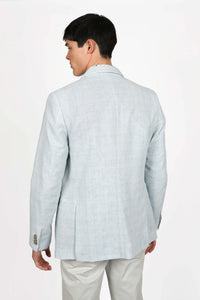 James Harper Peak Lapel Check Blazer - Sky