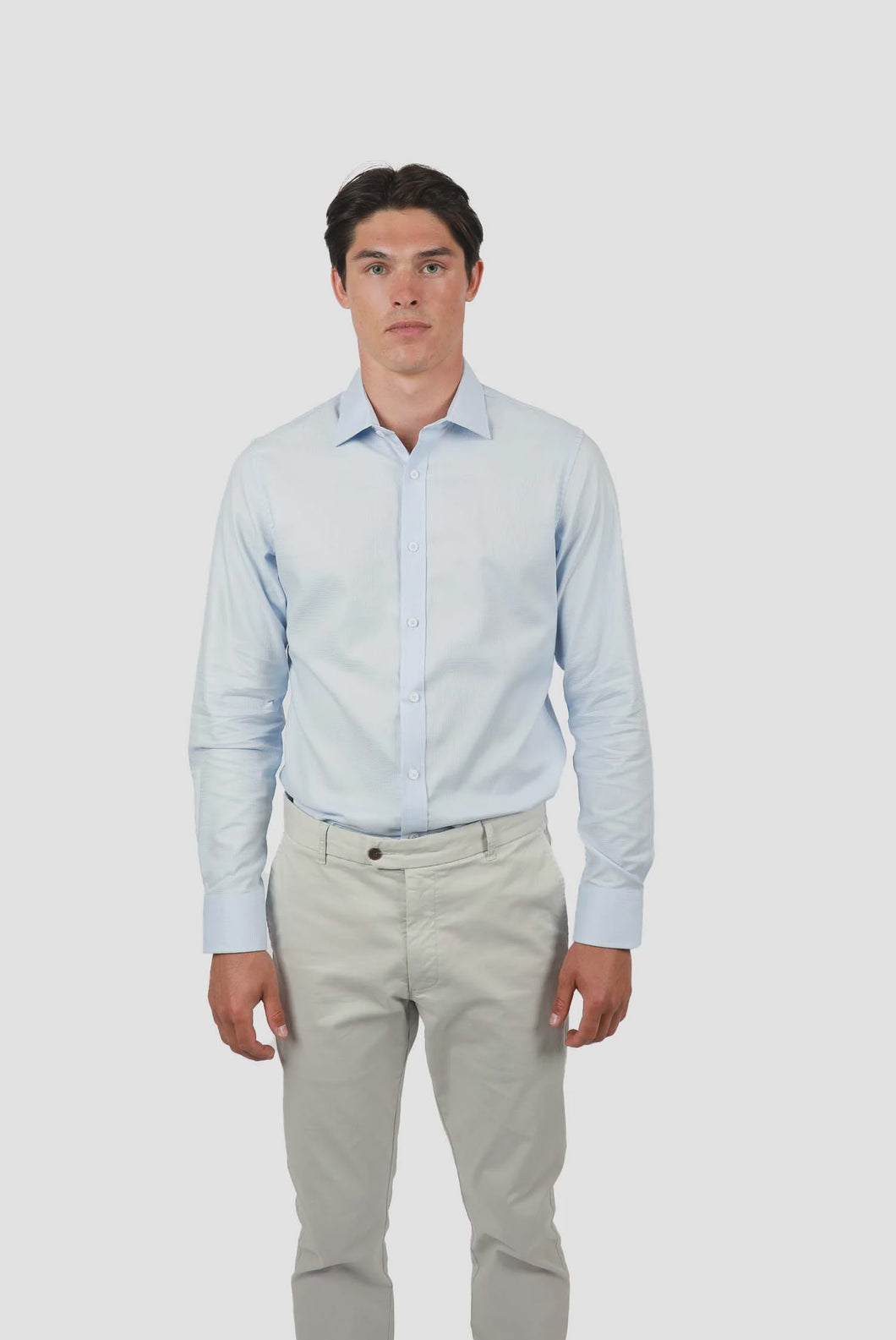 James Harper L/S Waffle Shirt - Soft Blue