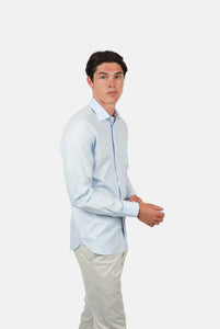 James Harper L/S Waffle Shirt - Soft Blue