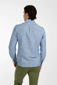 James Harper Blue Lines Cotton Linen LS Shirt