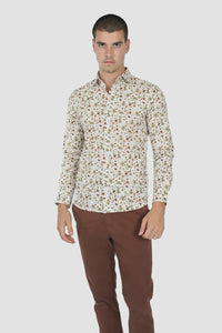 James Harper Peached Cotton Poplin Long Sleeve Dress Shirt - Blooms Pebble