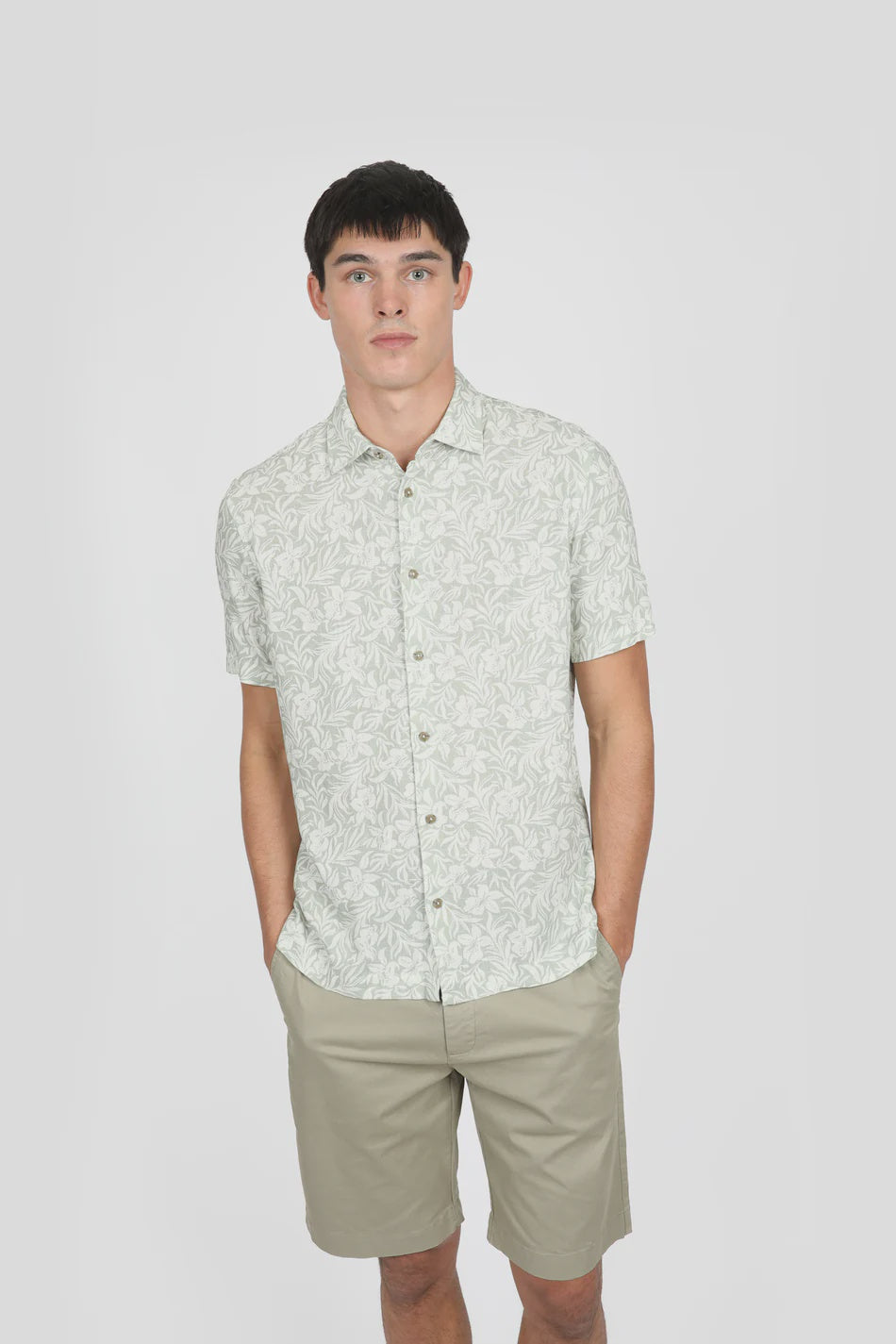 James Harper Short Sleeve Shirt - Hibiscus Sage