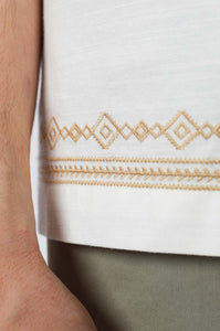 James Harper Aztec Embrodied Cotton Shirt - Natural