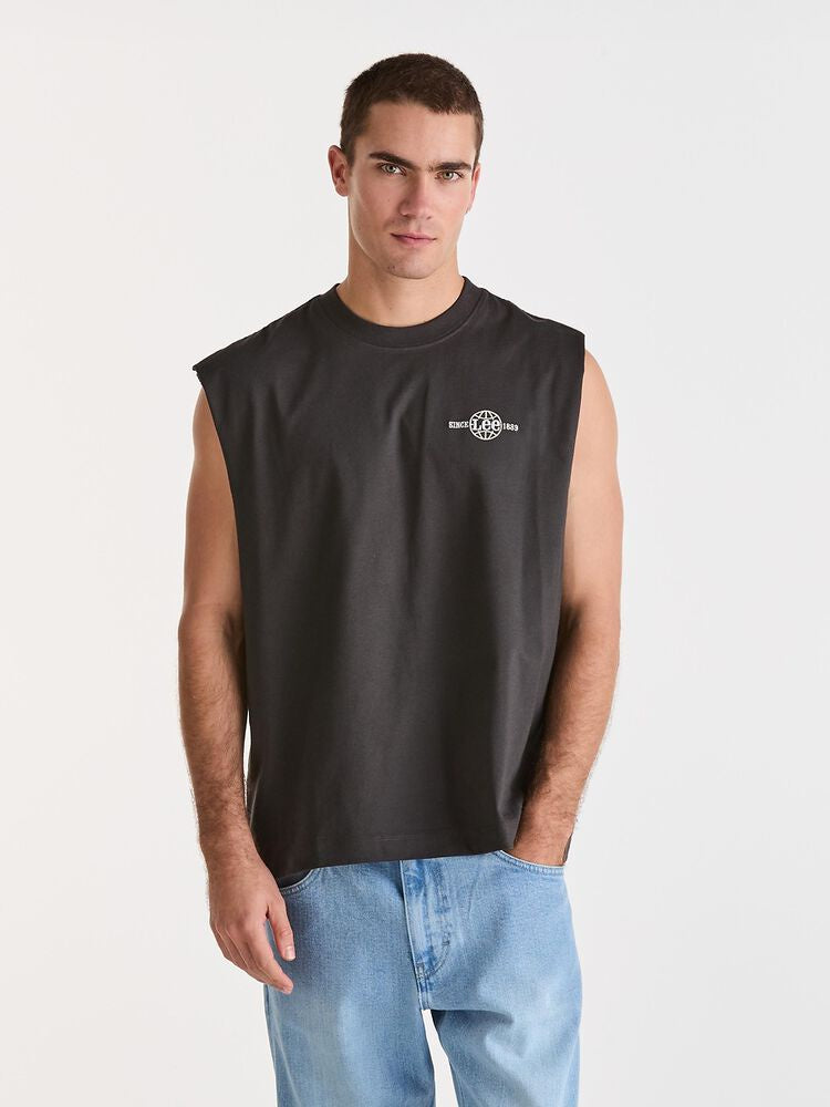 Lee World Box Muscle Tee - Worn Black