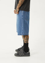 Load image into Gallery viewer, Afends Lil C Denim Baggy Fit Short 22 Inch - Worn Blue
