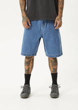 Load image into Gallery viewer, Afends Lil C Denim Baggy Fit Short 22 Inch - Worn Blue
