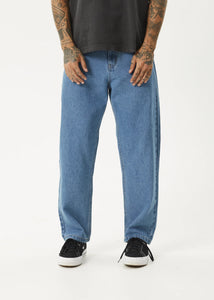 Afends Ninety Two's Relaxed Fit hemp Denim Jeans - Worn Blue