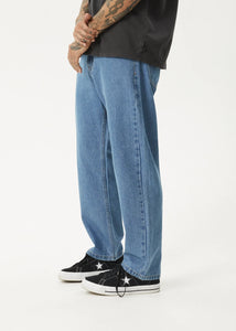 Afends Ninety Two's Relaxed Fit hemp Denim Jeans - Worn Blue