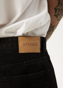 Afends Mens Ninety Two's Organic Denim Relaxed Jeans - Washed Black