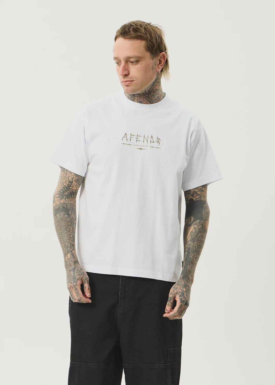 Afends Spinal Boxy Tee - White
