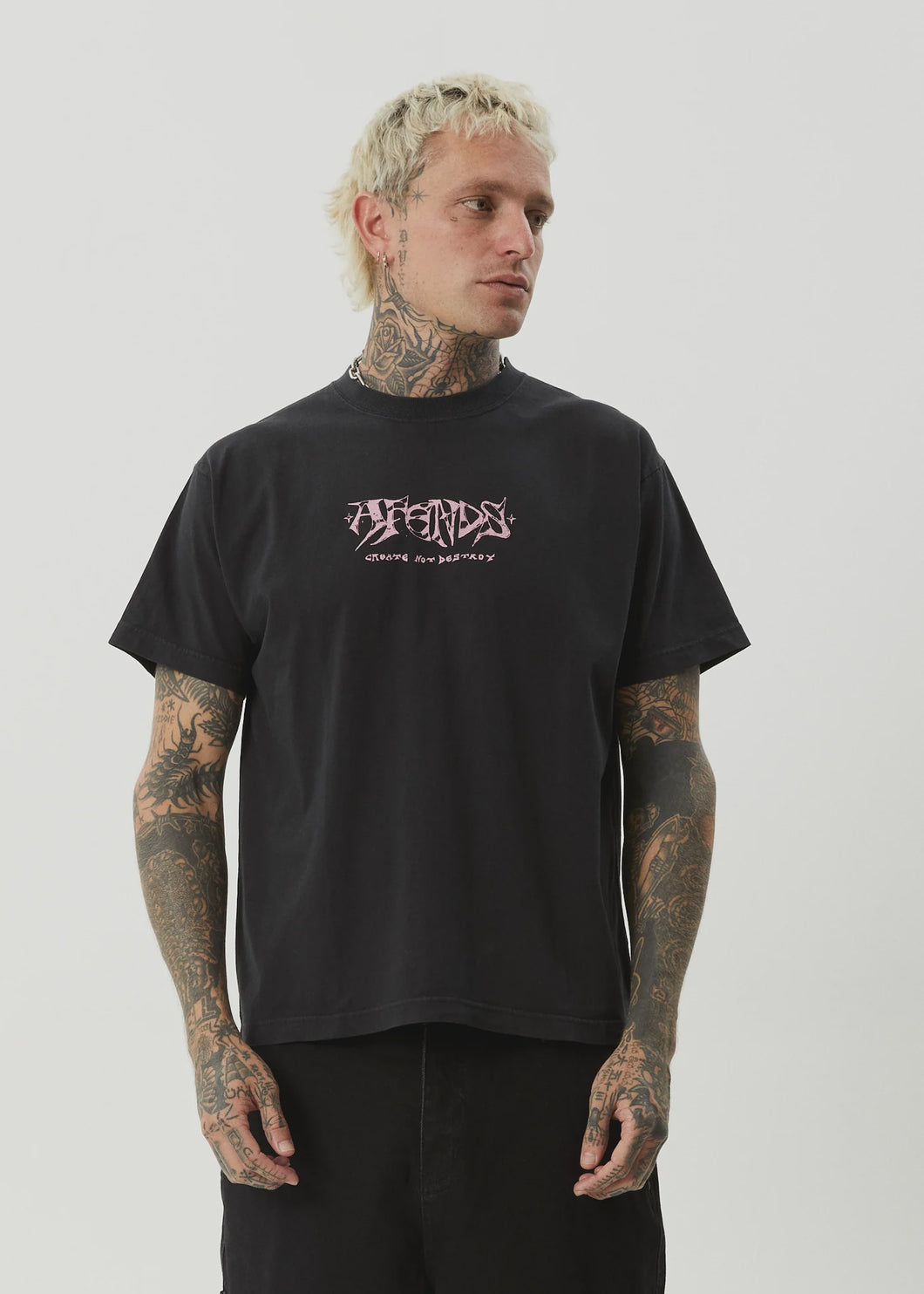 Afends Horsey Boxy Tee - Stone Black