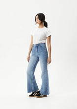 Load image into Gallery viewer, Afends Marsha Hemp Denim Flared Jean - Worn Blue
